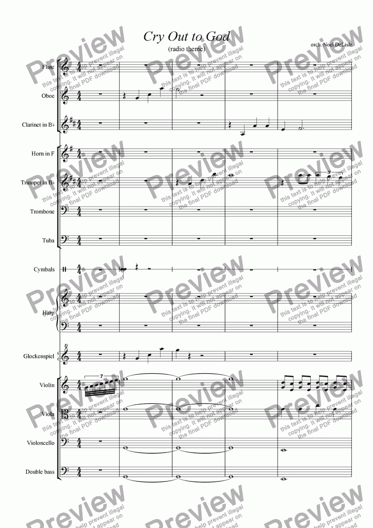 page one of Cry Out to God (radio theme)