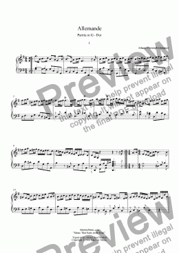 page one of German Baroque Graupner Partita in G - Dur 1.Allemande