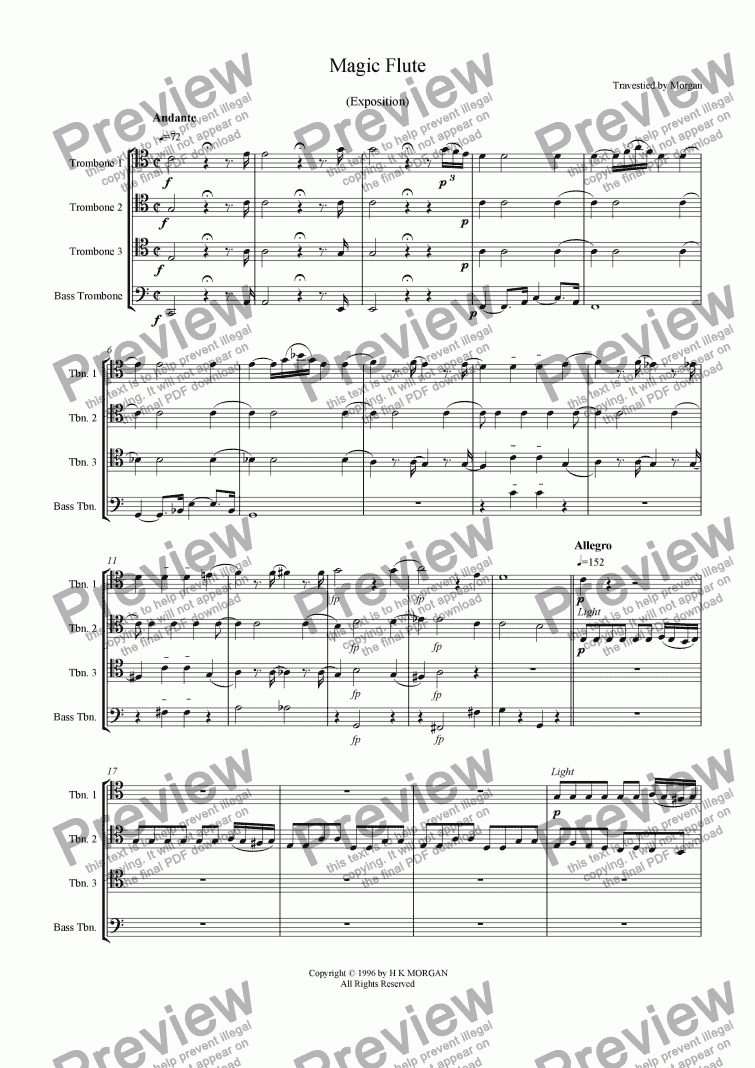 page one of Magic Flute Overture
