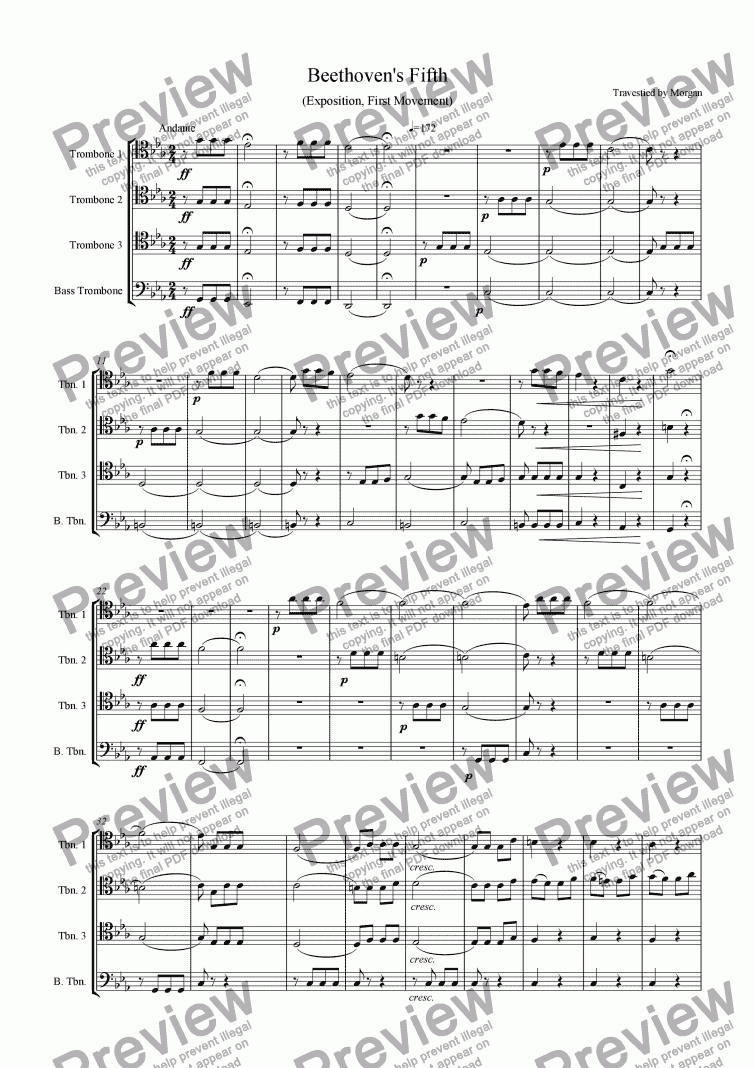 page one of Fifth Symphony (Exposition First Movement)
