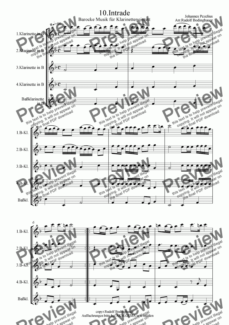 page one of 10. Intrade  Klarinettenquintett