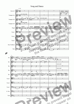 page one of Song and Dance (ten piece brass ensemble)