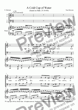 page one of A Cold Cup of Water (SATB)