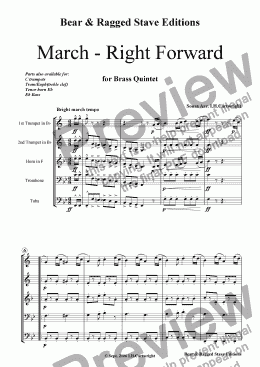page one of March - Right Forward for brass quintet