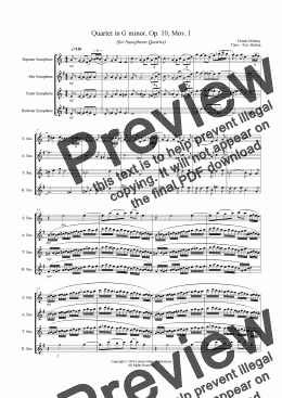 page one of Debussy - Quartet in G min, Mov I (Sax Quartet)