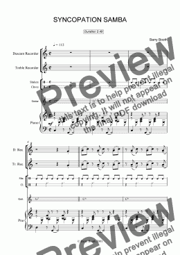 page one of Syncopation Samba (recorders)