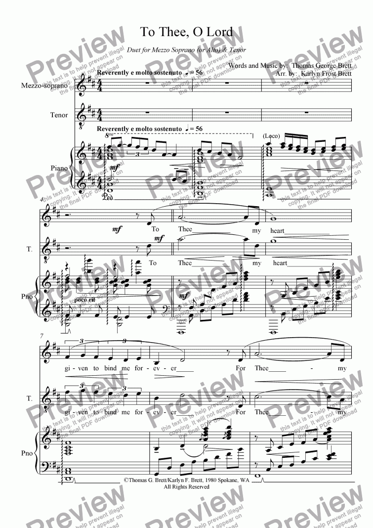 page one of To Thee, O Lord, (Duo version)