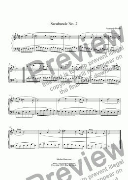 page one of Corelli Sarabanda no. 2 for Piano