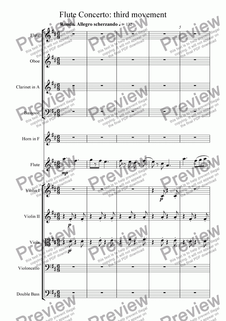 page one of Flute Concerto in D major, Op.10: III. Rondo. Allegro scherzando