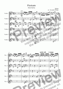 page one of Pizzicato from Sylvia (Violin Sextet)