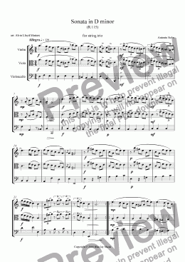 page one of  Solar Sonata in D Minor (R.115)arr. String Trio