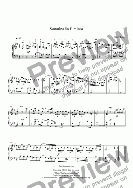 page one of Benda' s Sonatina in E minor