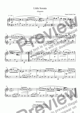 page one of Turk's Allegretto from Little Sonata