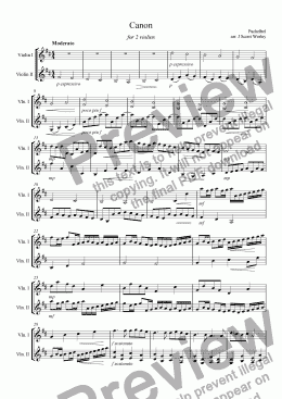 page one of Violin Duet - Canon in D (for 2 violins)