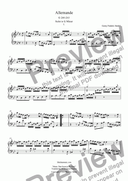 page one of Handel Allemande G260