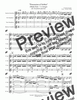 page one of Rimsky-Korsakov – “Procession of Nobles” from Mlada (for Saxophone Quartet SATB) 