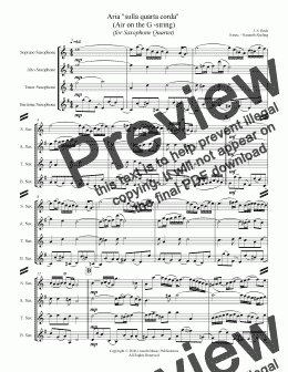 page one of Bach - Aria "sulla quarta corda" - “Air on the G-String" (Saxophone Quartet SATB)