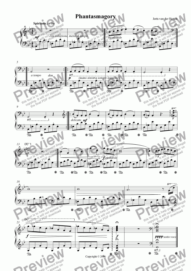 page one of Phantasmagory (juvenilia, piano)