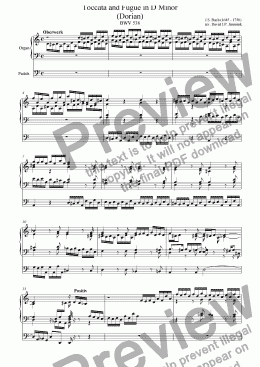 page one of Toccata and Fugue in D Minor (Dorian) (BWV 538)