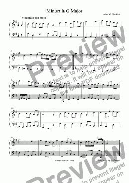 page one of Minuet in G Major