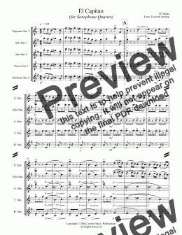 page one of March - El Capitan (Sax Quartet SATB or AATB)