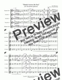 page one of March - Hands Across the Sea (Sax Quartet SATB or AATB)