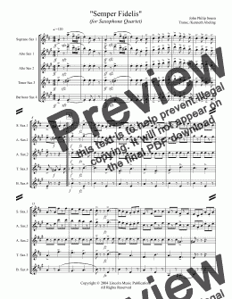 page one of March - Semper Fidelis (Sax Quartet SATB AATB)