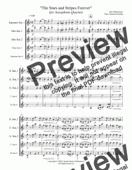 page one of March - The Stars & Stripes Forever (Sax Quartet SATB or AATB)