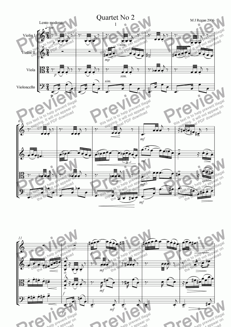 page one of Quartet No 2