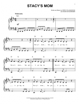 page one of Stacy's Mom (Easy Piano)