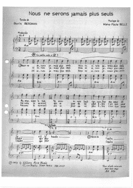 page one of Nous Ne Serons Jamais Plus Seuls (Piano & Vocal)