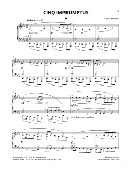 page one of Five Impromptus - V. Andante (Piano Solo)