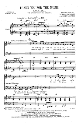 page one of Thank You For The Music (arr. Hawley Ades) (SATB Choir)