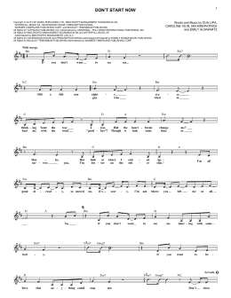 page one of Don't Start Now (Lead Sheet / Fake Book)