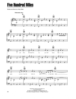 page one of Five Hundred Miles (Piano, Vocal & Guitar Chords (Right-Hand Melody))