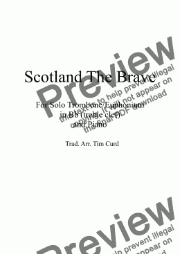page one of Scotland The Brave for Solo Trombone/Euphonium in Bb (treble clef) and Piano