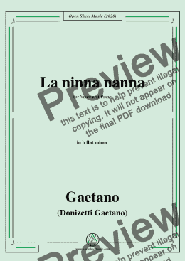 page one of Donizetti-La ninna nanna,in b flat minor,for Voice and Piano
