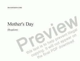 page one of Mother's Day (Requiem) Transp. score (revised 2020) 
