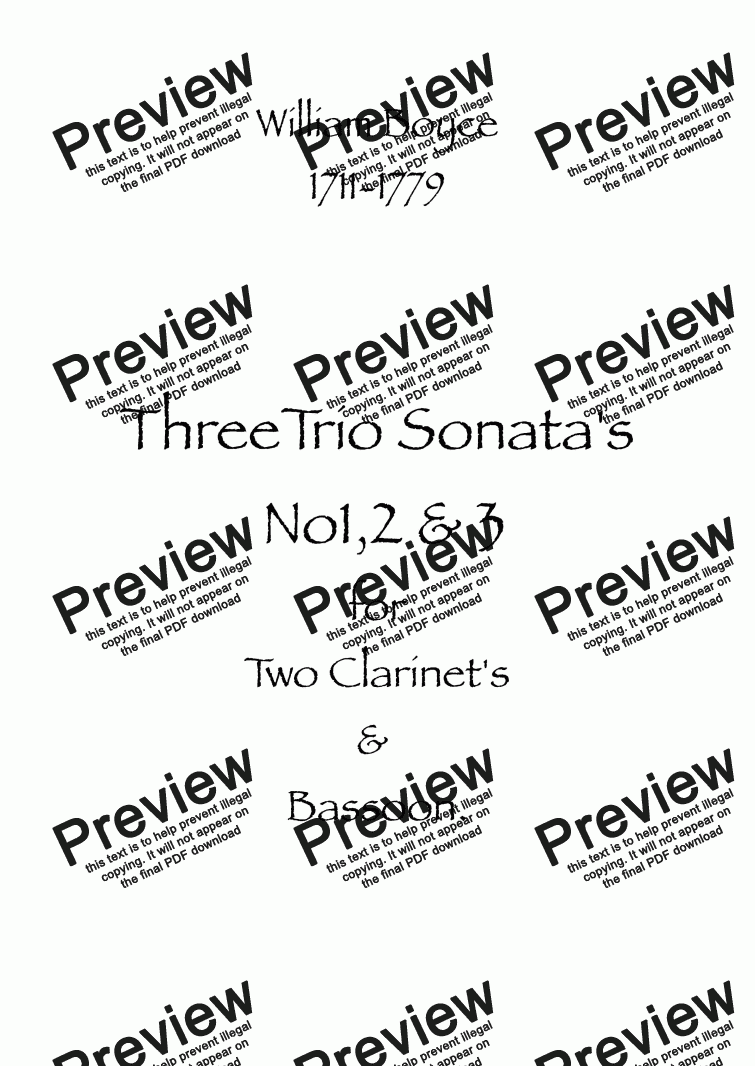 page one of Three Trio Sonatas No1,2 & 3