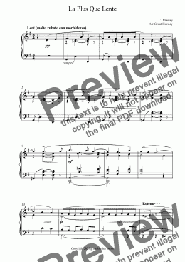 page one of "La Plus Que Lente”  C. Debussy- Piano solo- Simplified version