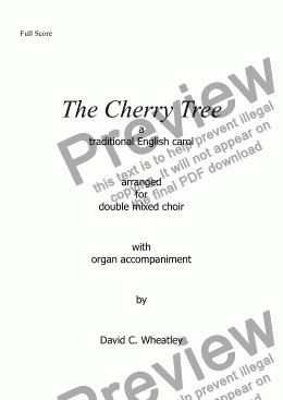 page one of Cherry tree carol (mixed double choir) with organ accompaniment by David Wheatley