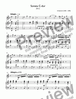 page one of Gabrieli  - Sonata C-dur (N.1) in 3 movements  for  Trumpet C  & piano