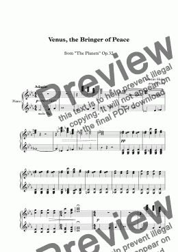 page one of Holst - ''Venus, the Bringer of Peace''  from "The Planets" Op.32 - piano solo