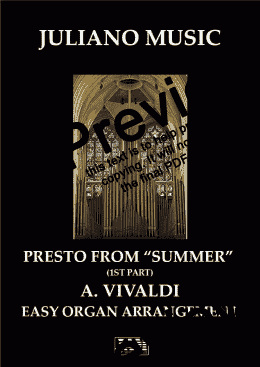 page one of PRESTO FROM "SUMMER"(1ST PART - EASY ORGAN) - A. VIVALDI