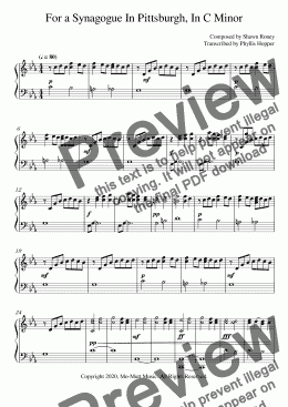 page one of For A Synagogue in Pittsburgh , In C Minor (For Piano)