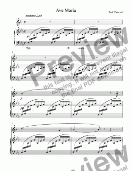 page one of Bach/Gounod  - Ave Maria for  Trumpet Bb & piano