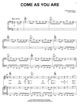 page one of Come As You Are (Piano, Vocal & Guitar Chords (Right-Hand Melody))