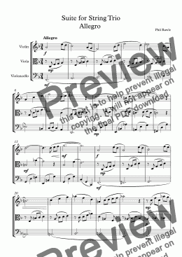 page one of Suite for String Trio 