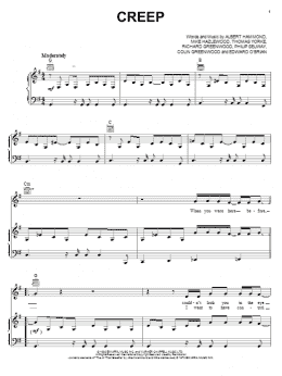 page one of Creep (Piano, Vocal & Guitar Chords (Right-Hand Melody))
