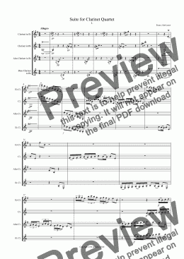 page one of Suite for Clarinet Quartet